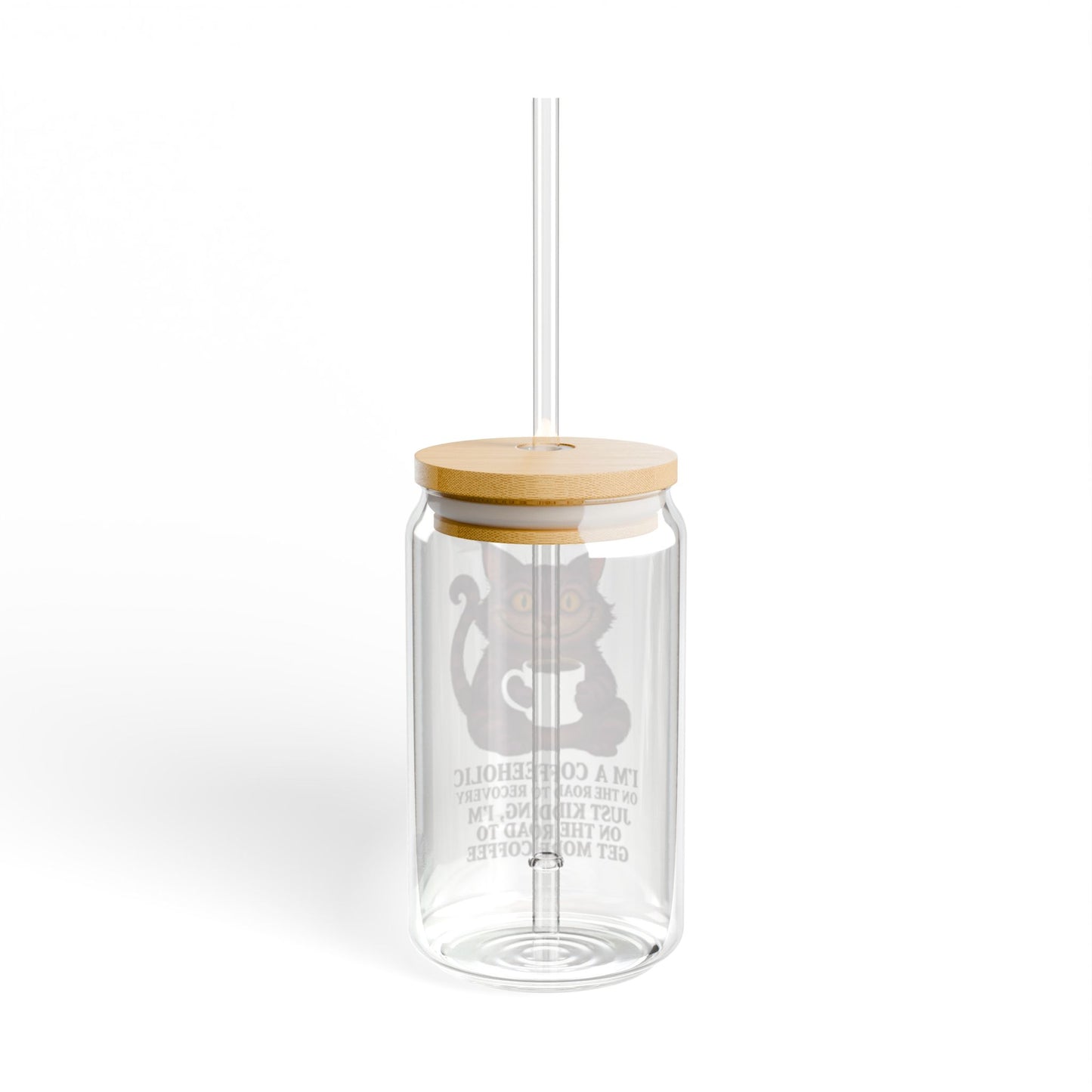 Coffeeaholic Cat Sipper Glass, 16oz