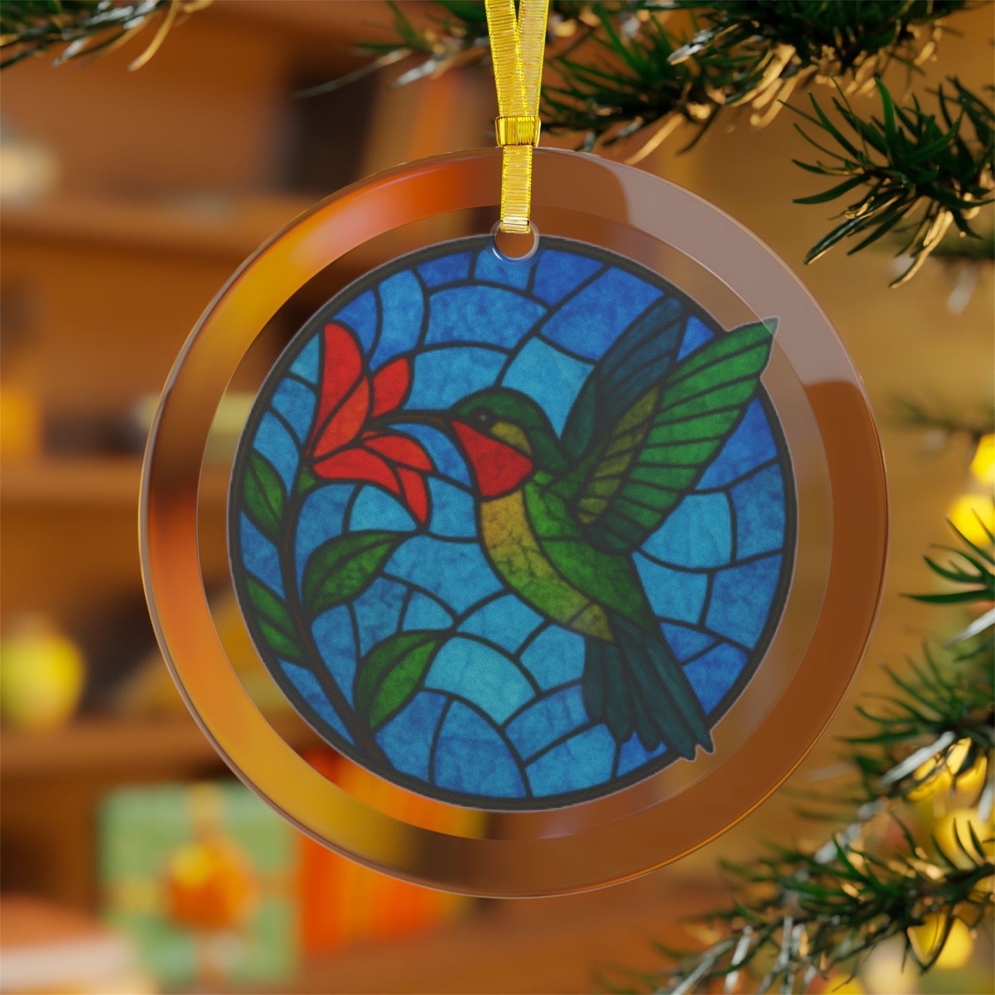 Stained Glass Hummingbird Ornament