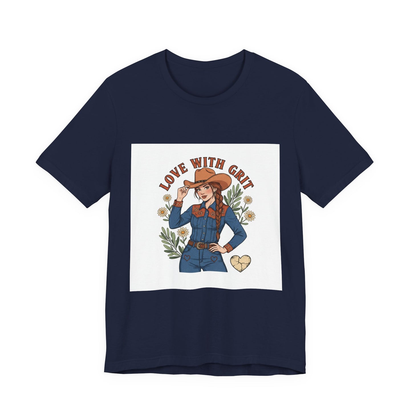 The Love With Grit Cowgirl Tee | Western Valentine, Boot Heart Design