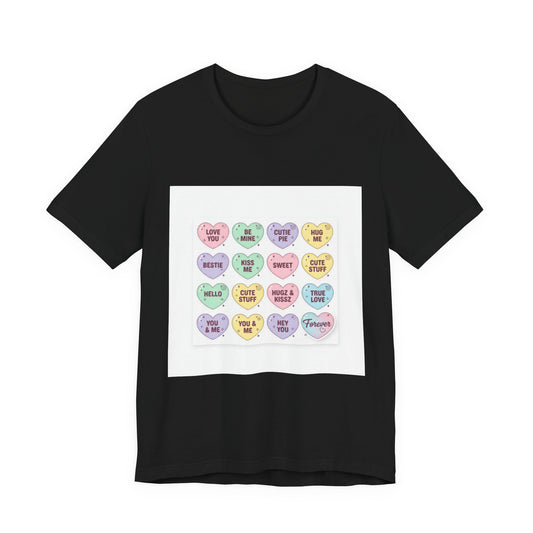 The Candy Heart Conversation Tee | mini valentine hearts, XOXO pattern