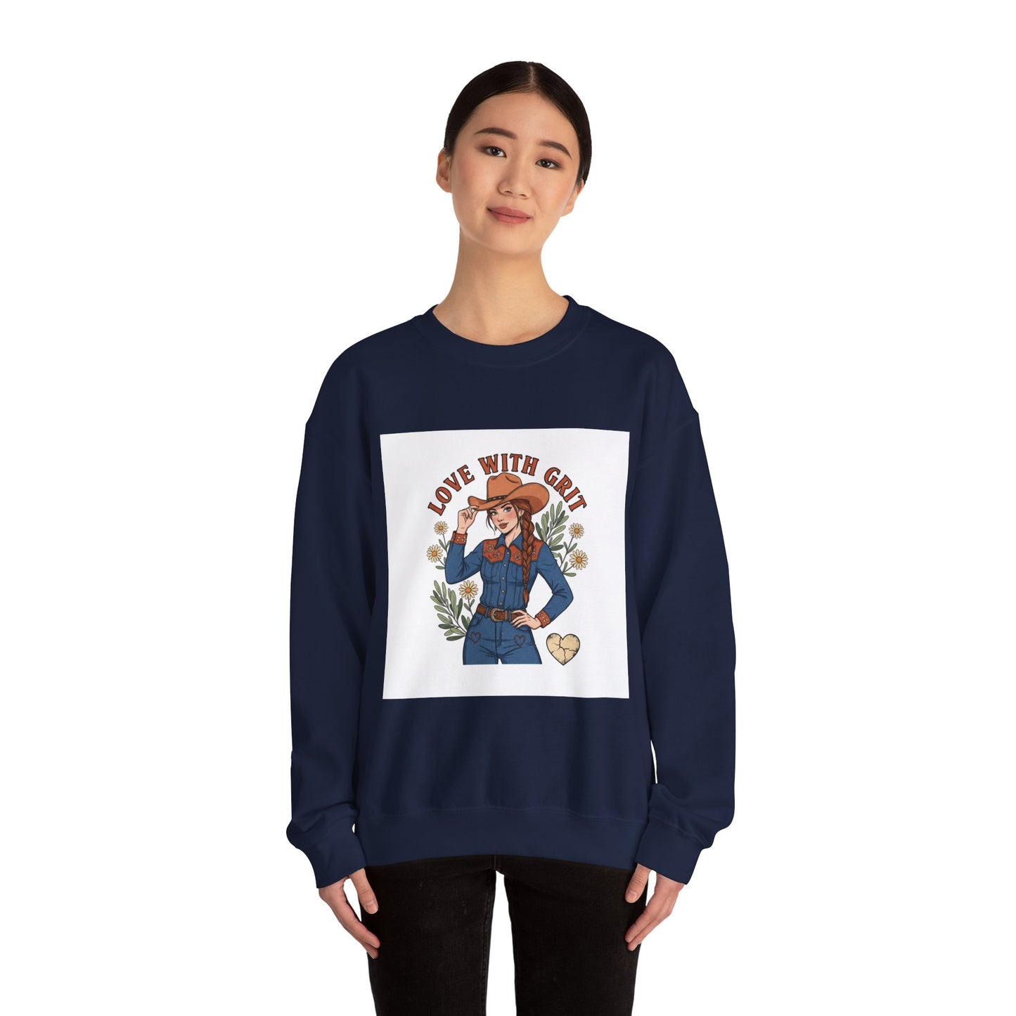 The Cowgirl Love With Grit Sweatshirt | Western Valentine, Rope Heart Design