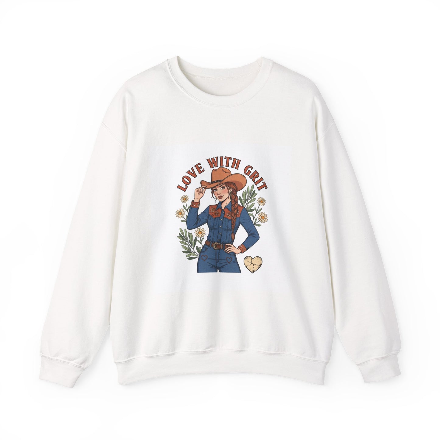 The Cowgirl Love With Grit Sweatshirt | Western Valentine, Rope Heart Design