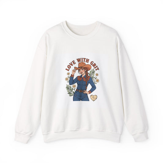 The Cowgirl Love With Grit Sweatshirt | Western Valentine, Rope Heart Design