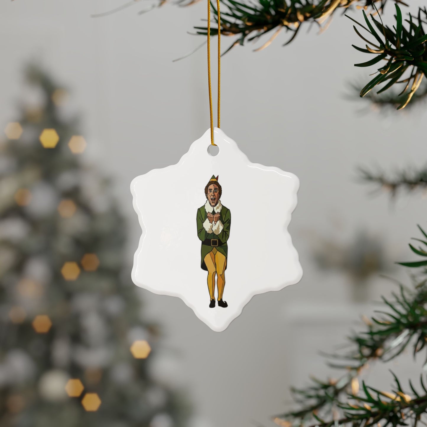 The Buddy the Elf Picasso Ceramic Ornament — Double-Sided Holiday Keepsake (Smiles, Snowballs, Syrup)