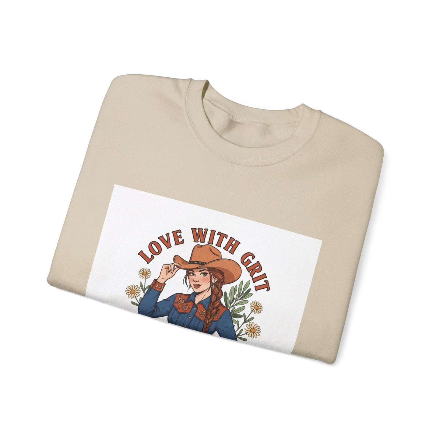 The Cowgirl Love With Grit Sweatshirt | Western Valentine, Rope Heart Design