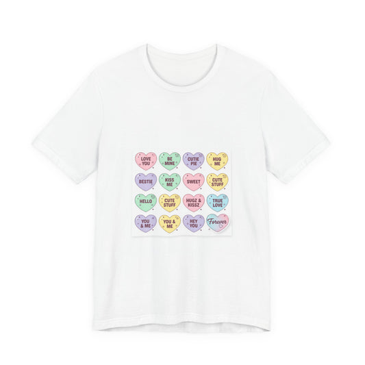 The Candy Heart Conversation Tee | mini valentine hearts, XOXO pattern