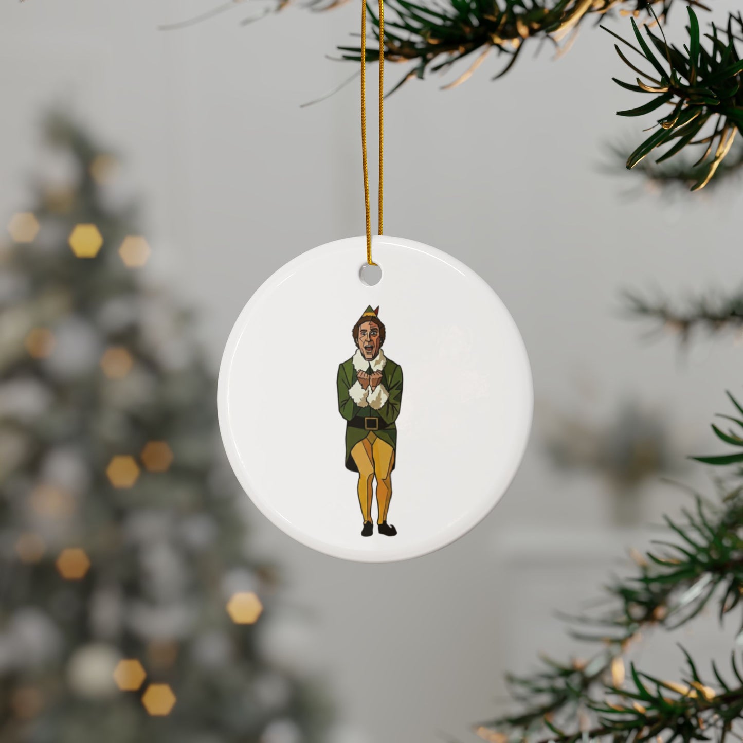The Buddy the Elf Picasso Ceramic Ornament — Double-Sided Holiday Keepsake (Smiles, Snowballs, Syrup)