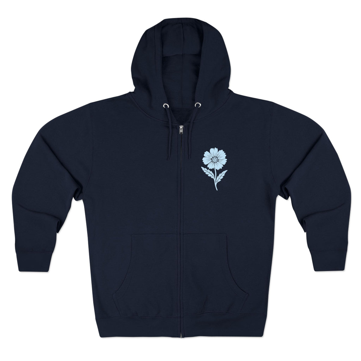 Cora Floral Zip Hoodie — Light Blue Botanical Print