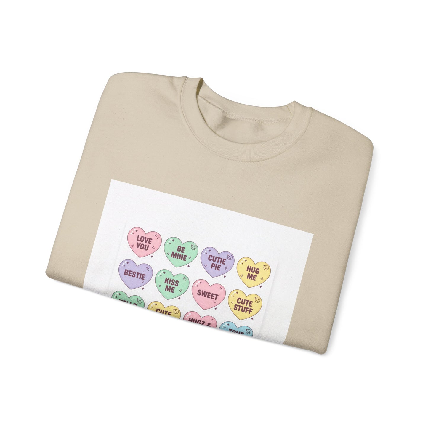 The Candy Heart Conversation Sweatshirt | tiny valentine hearts, XOXO pattern