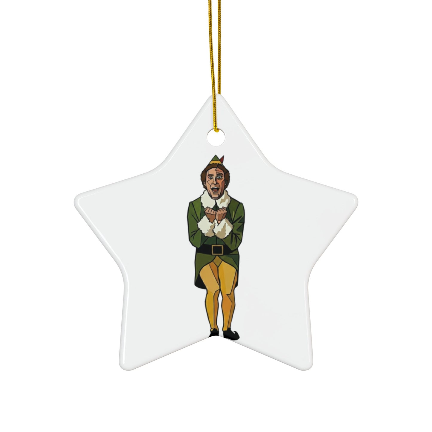 The Buddy the Elf Picasso Ceramic Ornament — Double-Sided Holiday Keepsake (Smiles, Snowballs, Syrup)