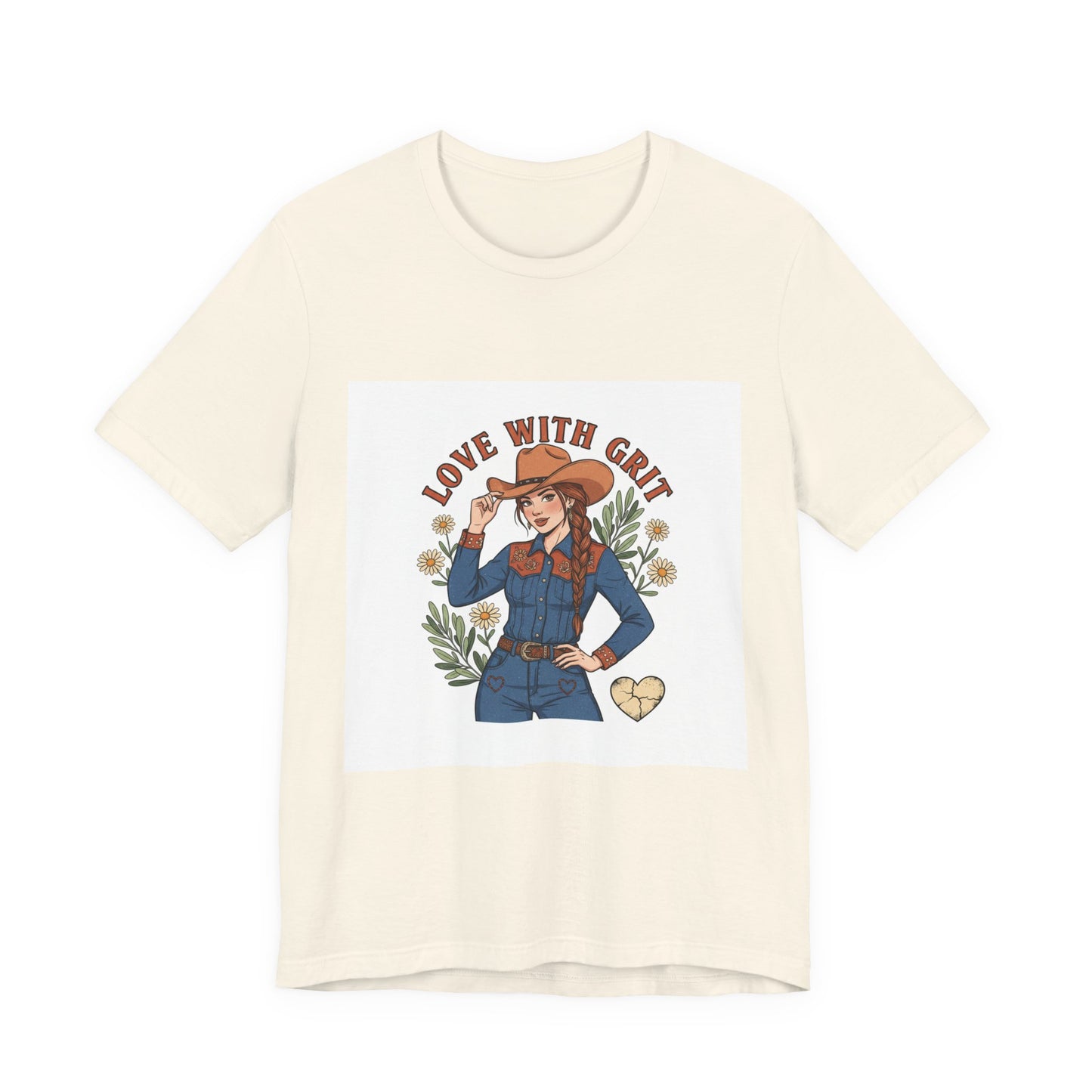 The Love With Grit Cowgirl Tee | Western Valentine, Boot Heart Design