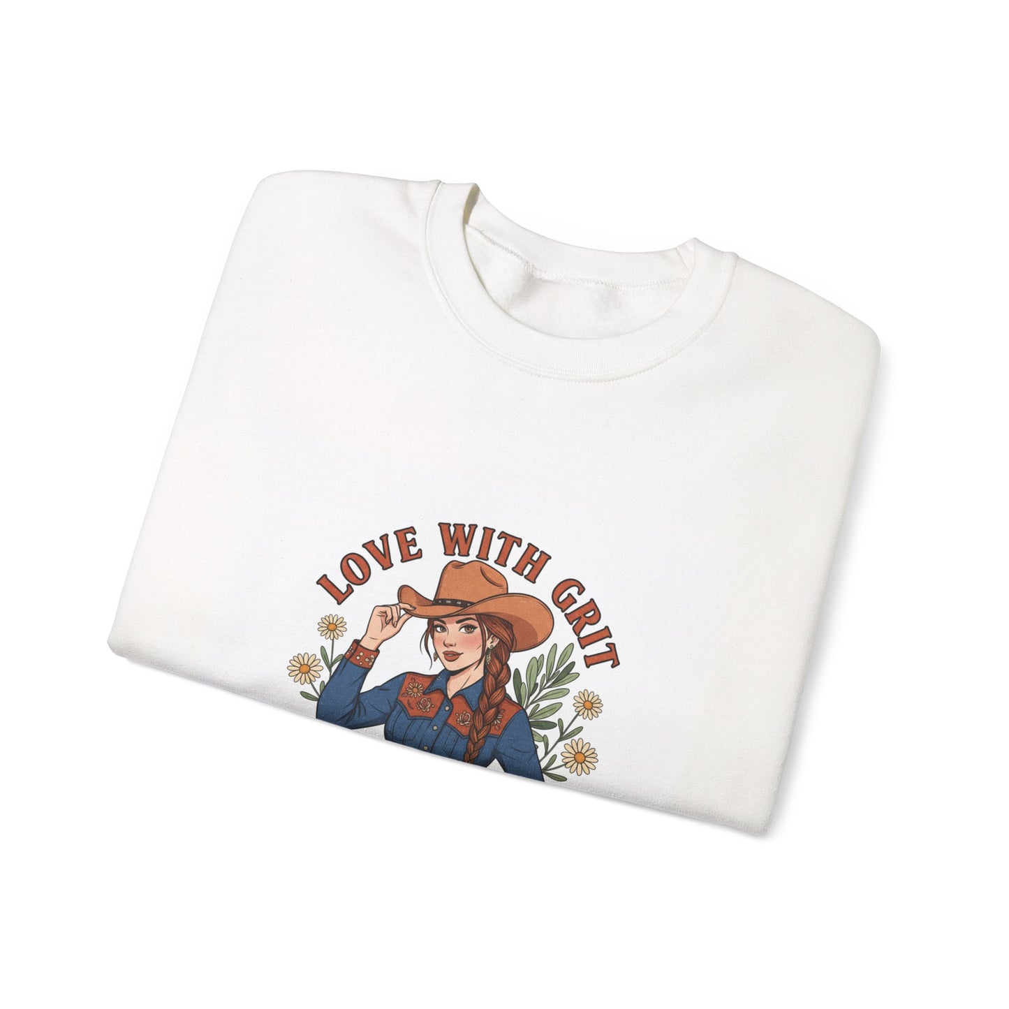 The Cowgirl Love With Grit Sweatshirt | Western Valentine, Rope Heart Design