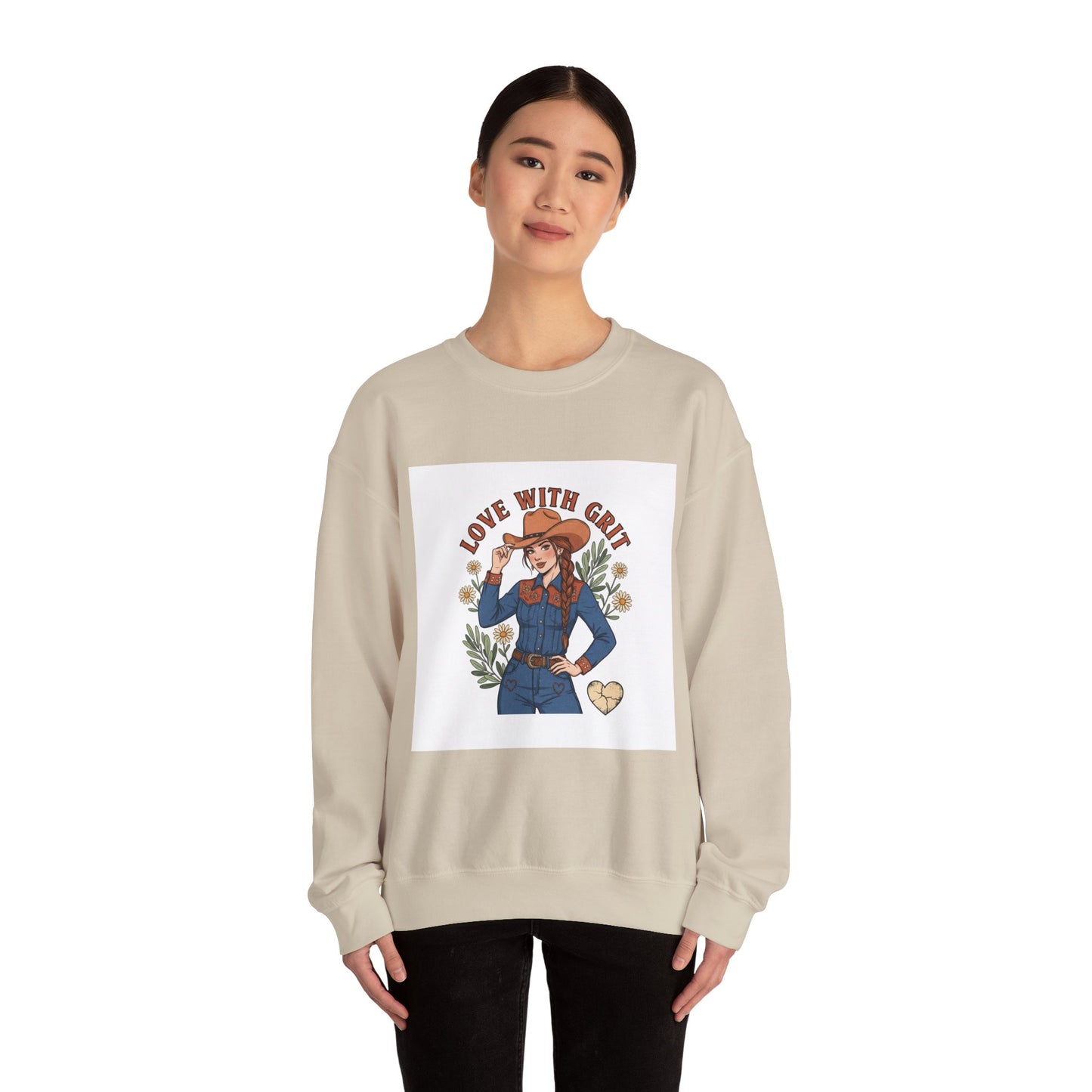 The Cowgirl Love With Grit Sweatshirt | Western Valentine, Rope Heart Design