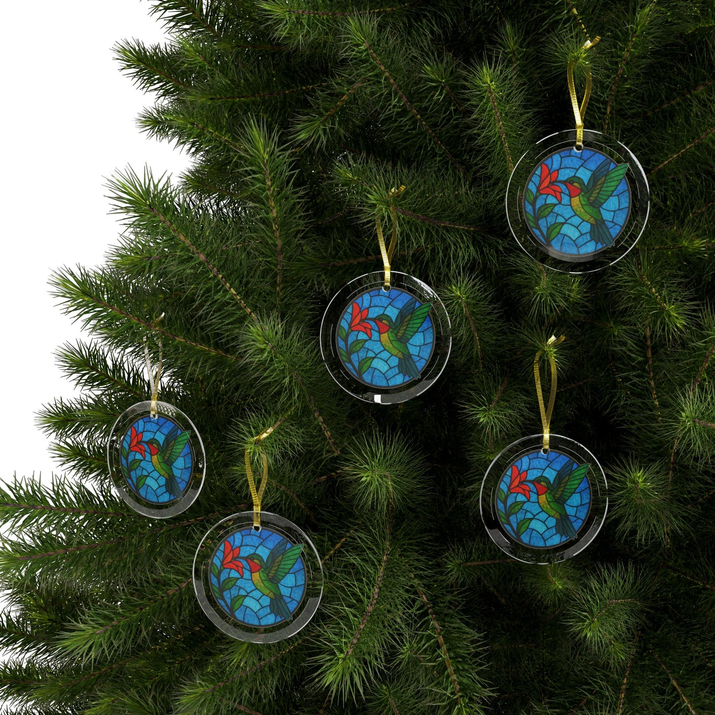 Stained Glass Hummingbird Ornament