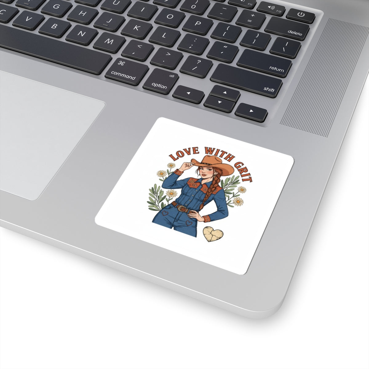 Cowgirl Love Badge Sticker | Western Valentine, boot heart design
