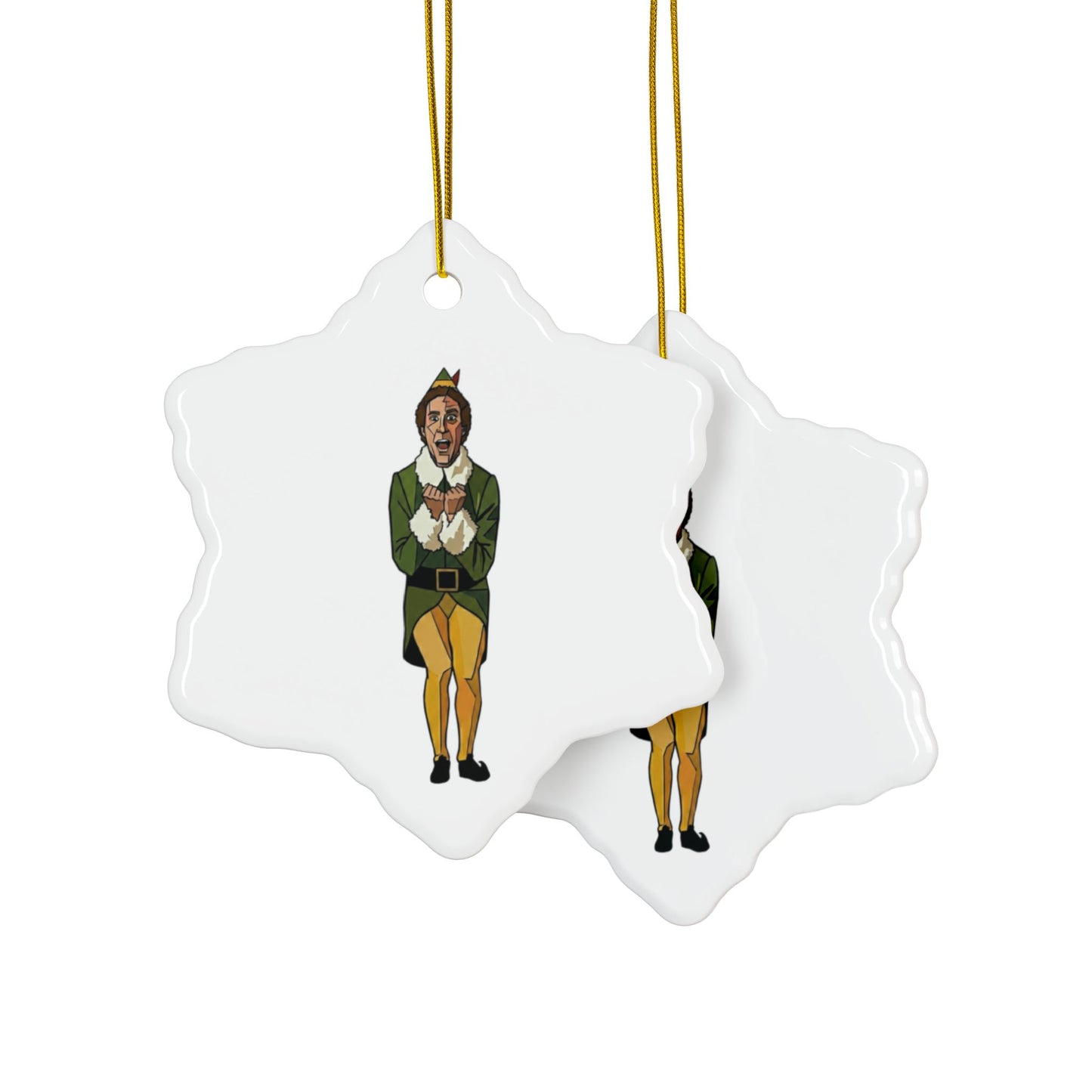 The Buddy the Elf Picasso Ceramic Ornament — Double-Sided Holiday Keepsake (Smiles, Snowballs, Syrup)