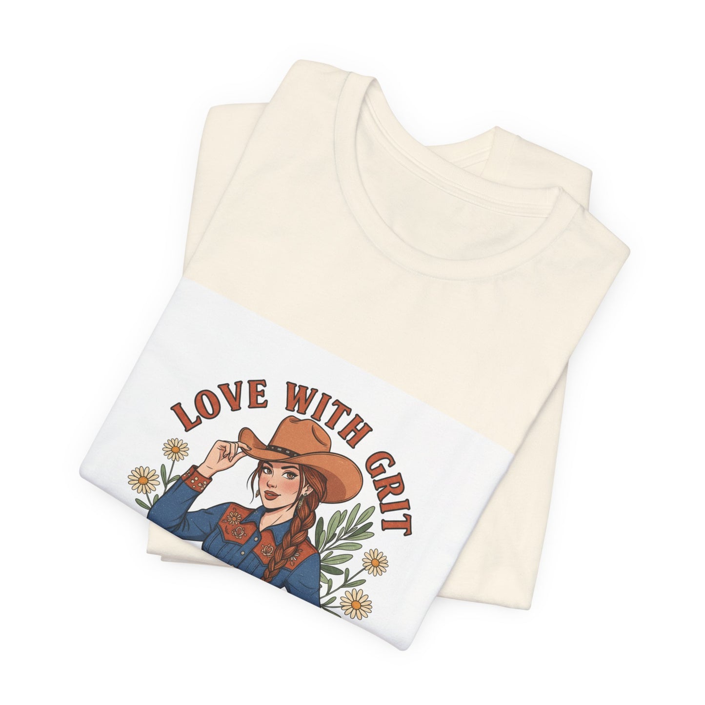 The Love With Grit Cowgirl Tee | Western Valentine, Boot Heart Design
