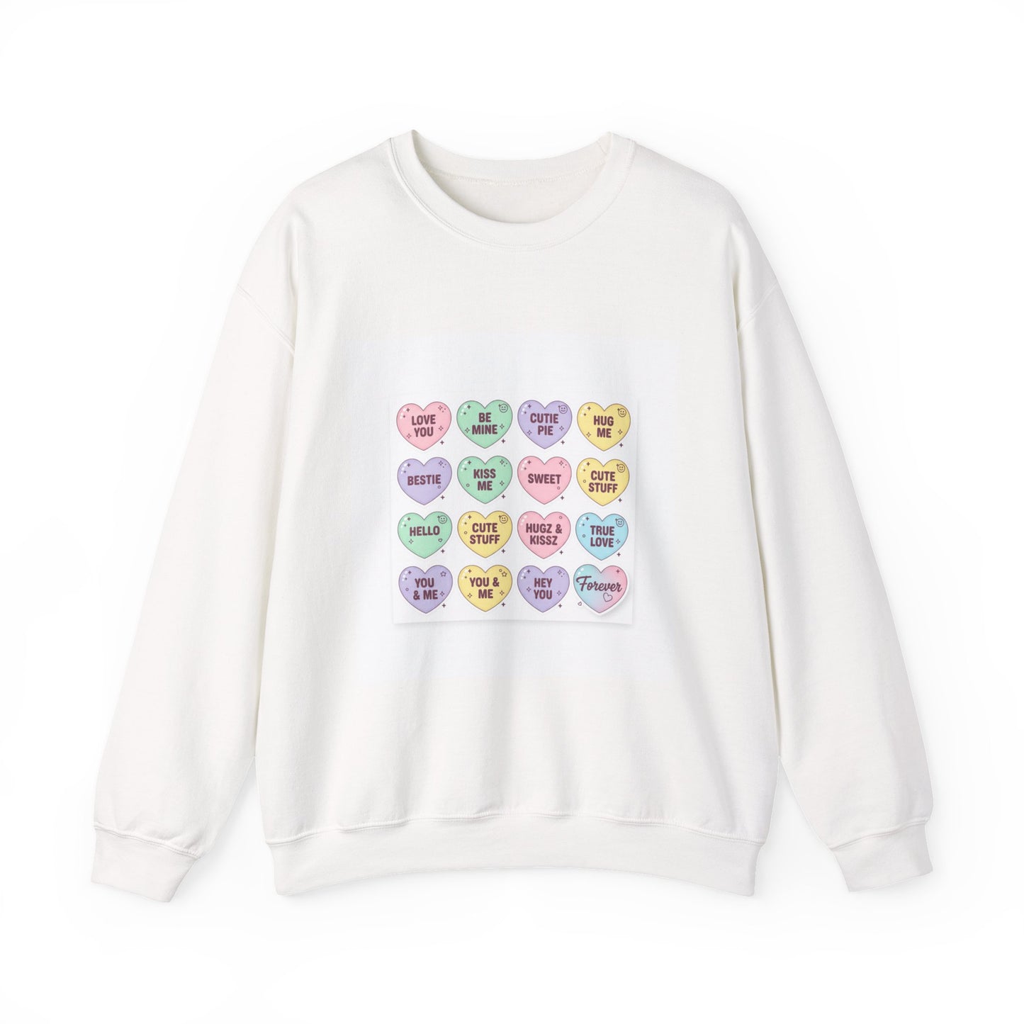 The Candy Heart Conversation Sweatshirt | tiny valentine hearts, XOXO pattern