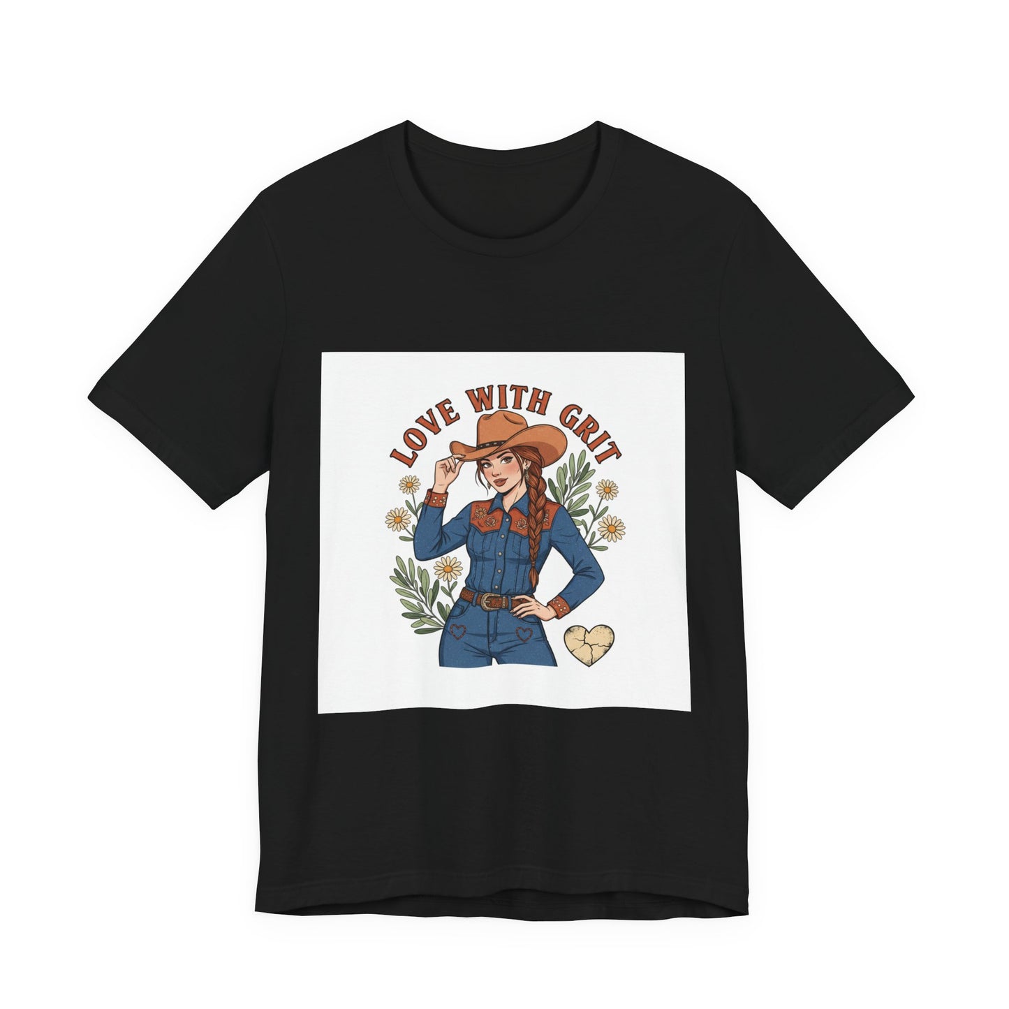 The Love With Grit Cowgirl Tee | Western Valentine, Boot Heart Design
