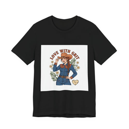 The Love With Grit Cowgirl Tee | Western Valentine, Boot Heart Design