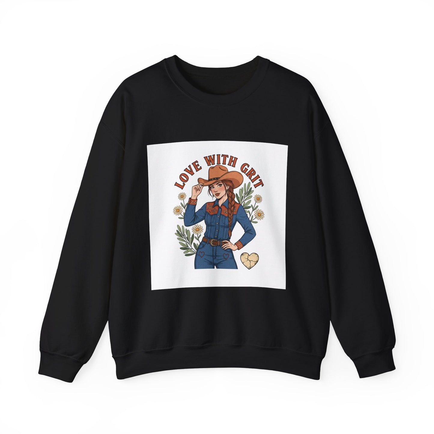 The Cowgirl Love With Grit Sweatshirt | Western Valentine, Rope Heart Design
