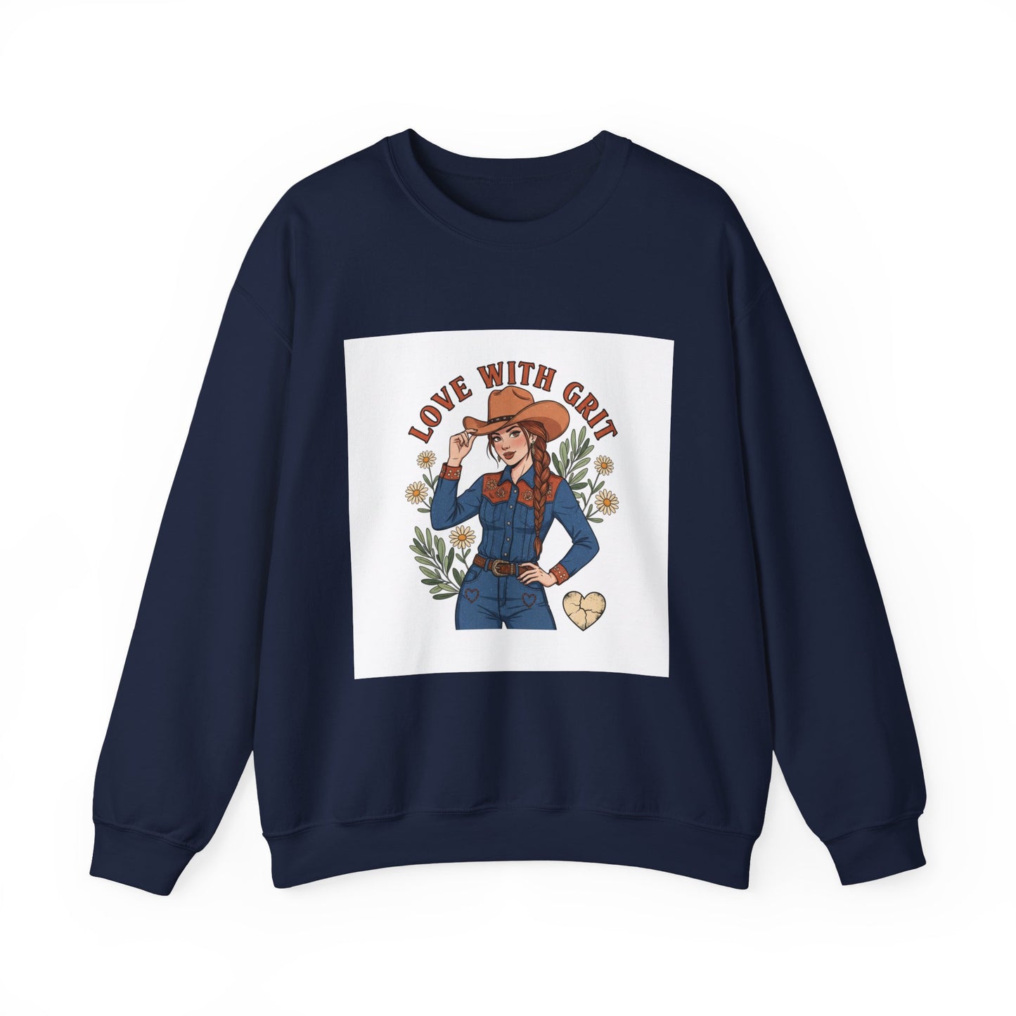 The Cowgirl Love With Grit Sweatshirt | Western Valentine, Rope Heart Design