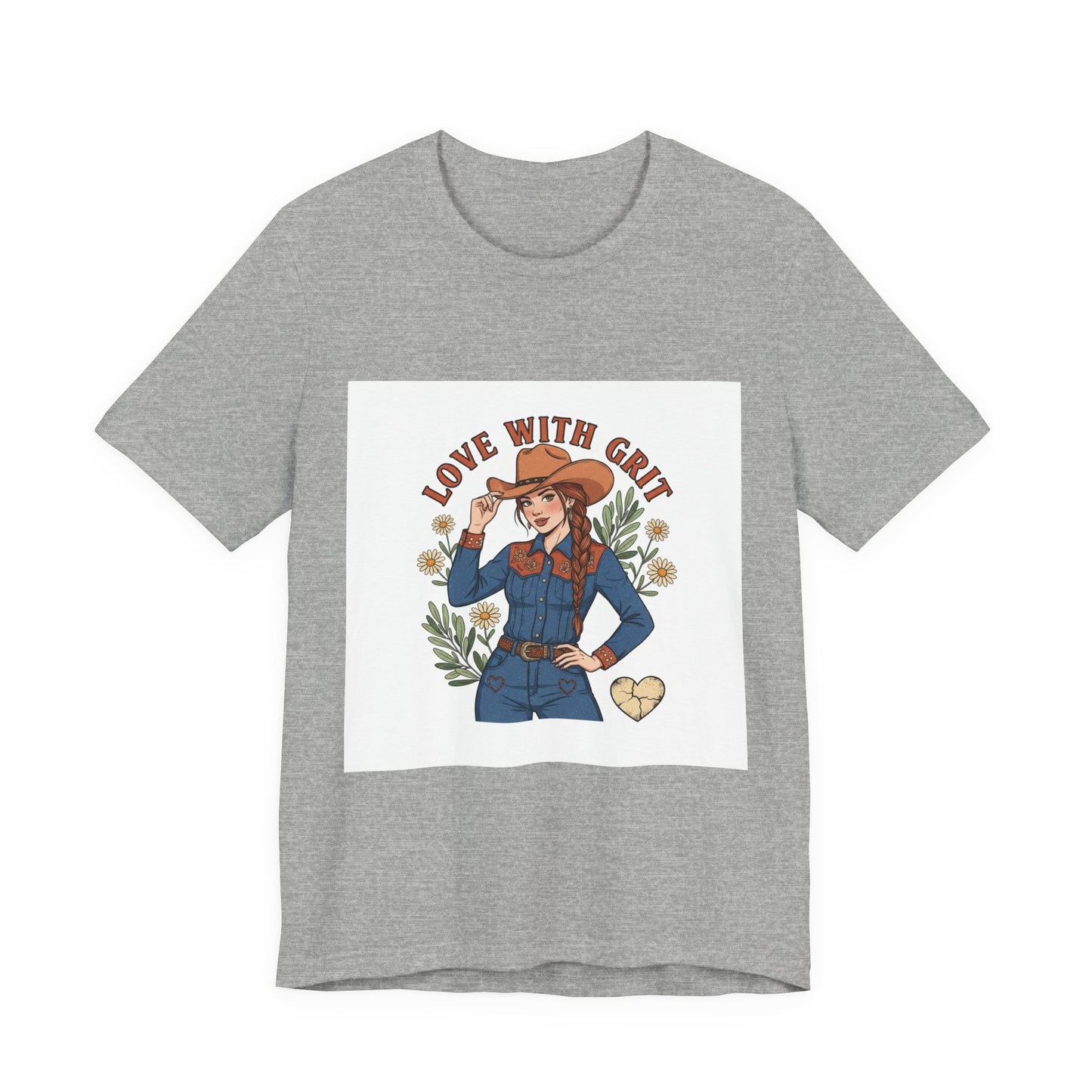 The Love With Grit Cowgirl Tee | Western Valentine, Boot Heart Design