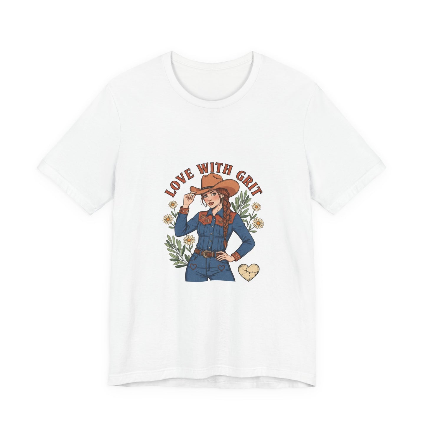 The Love With Grit Cowgirl Tee | Western Valentine, Boot Heart Design
