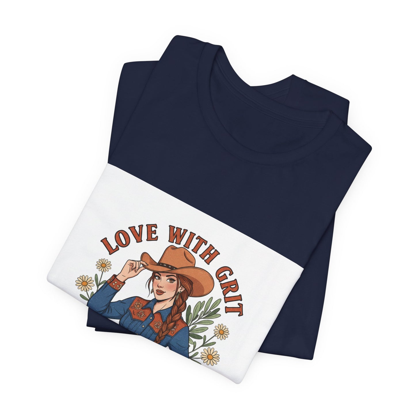 The Love With Grit Cowgirl Tee | Western Valentine, Boot Heart Design