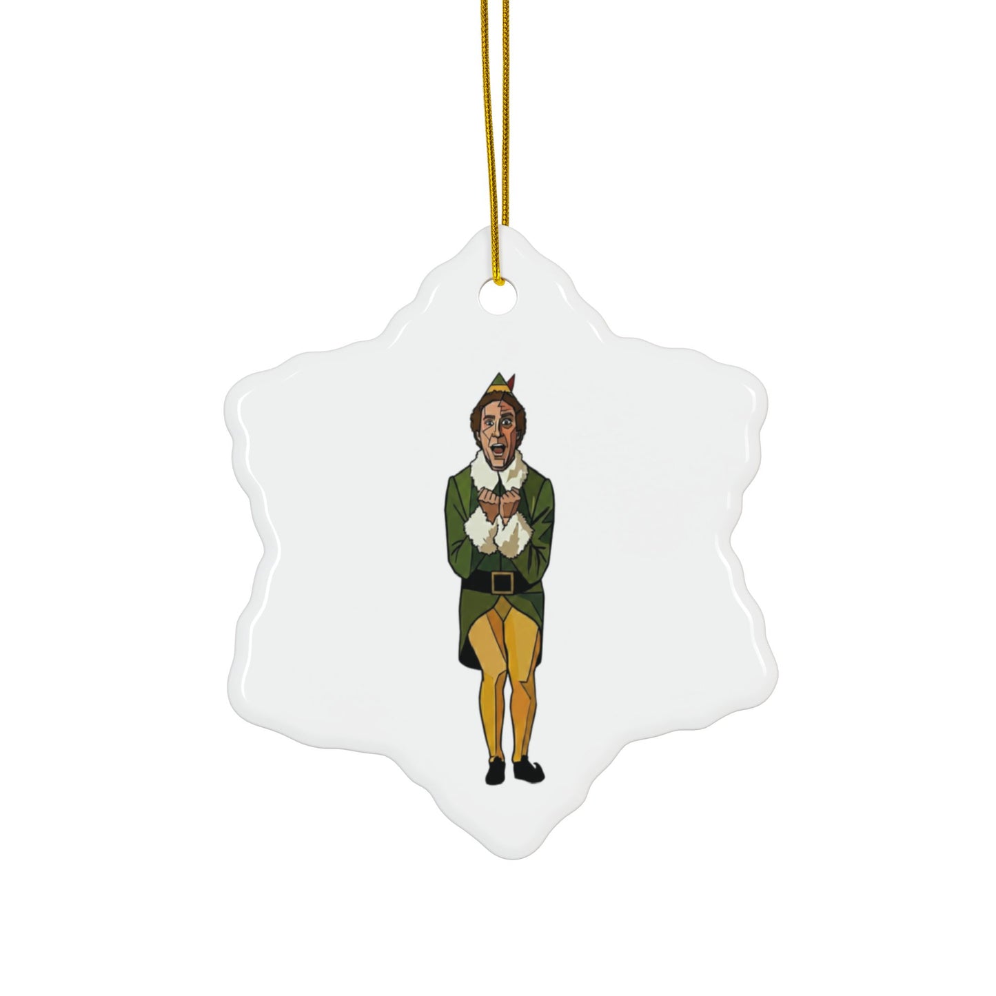 The Buddy the Elf Picasso Ceramic Ornament — Double-Sided Holiday Keepsake (Smiles, Snowballs, Syrup)