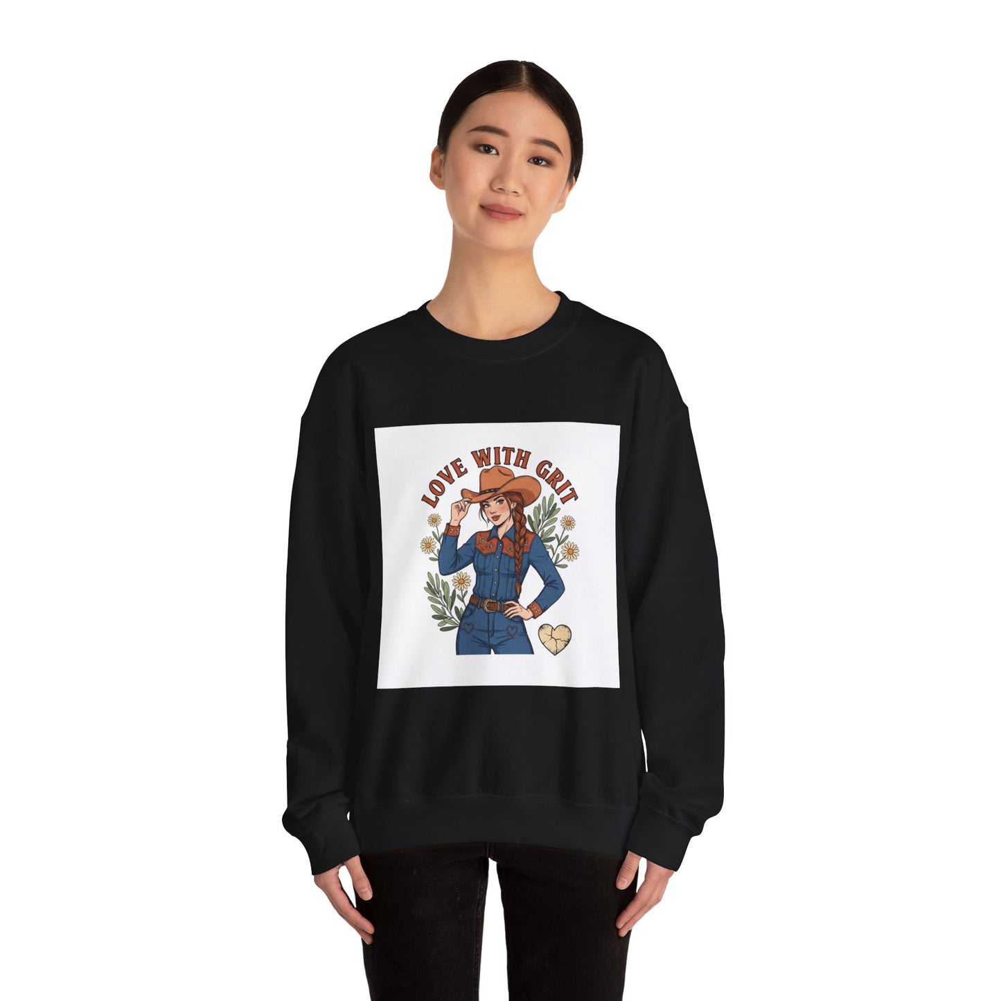 The Cowgirl Love With Grit Sweatshirt | Western Valentine, Rope Heart Design