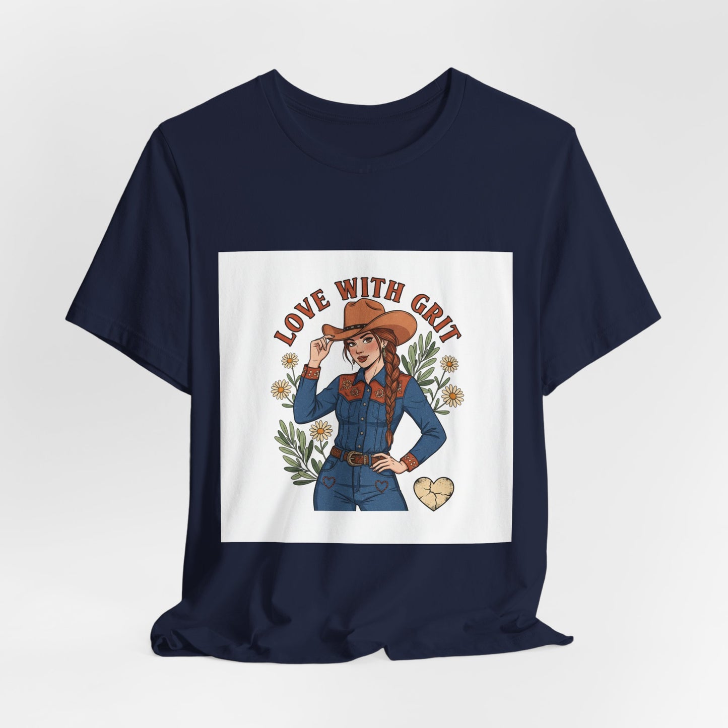 The Love With Grit Cowgirl Tee | Western Valentine, Boot Heart Design