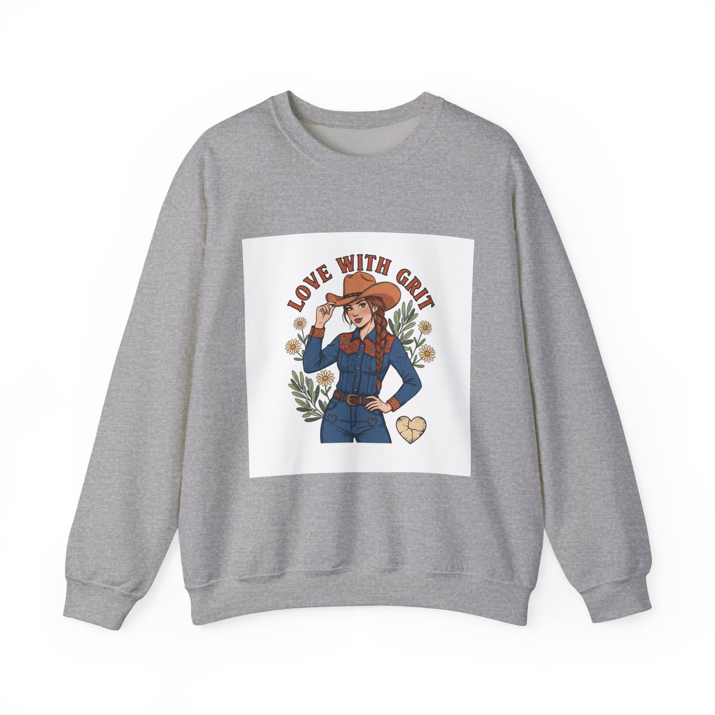 The Cowgirl Love With Grit Sweatshirt | Western Valentine, Rope Heart Design