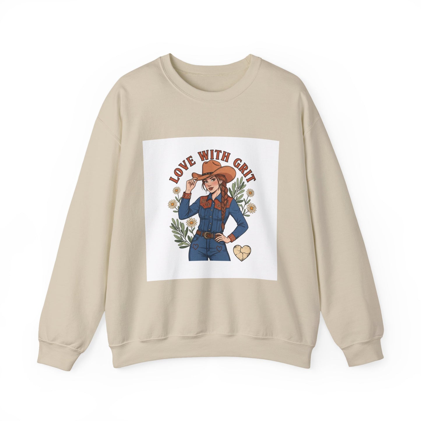 The Cowgirl Love With Grit Sweatshirt | Western Valentine, Rope Heart Design