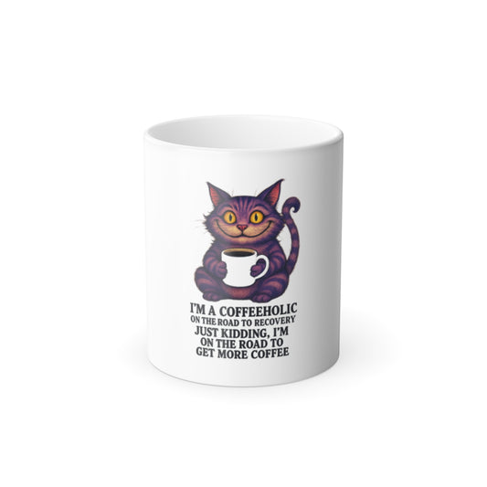 “I’m a Coffeeaholic” Cat Color Morphing Coffee Mug