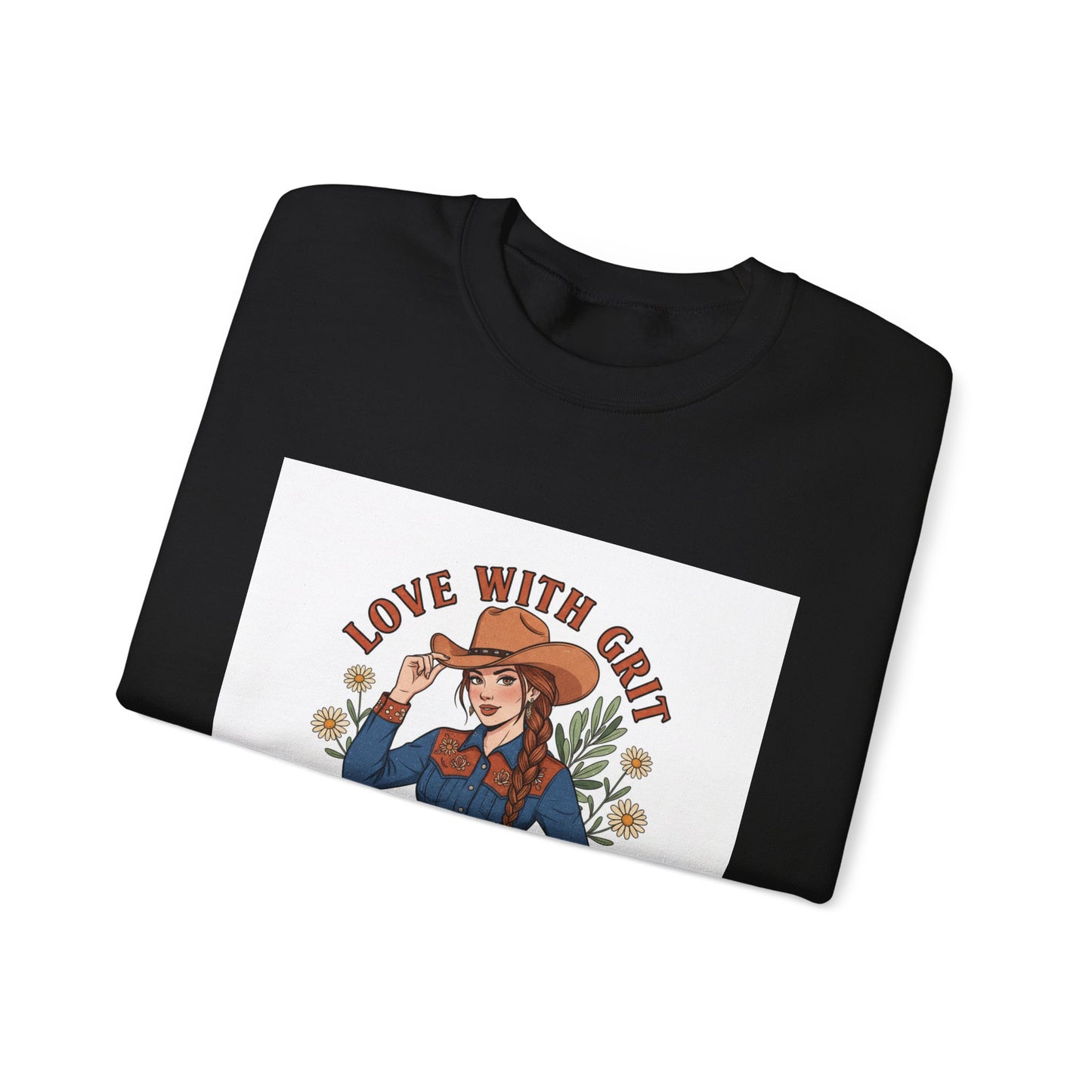 The Cowgirl Love With Grit Sweatshirt | Western Valentine, Rope Heart Design